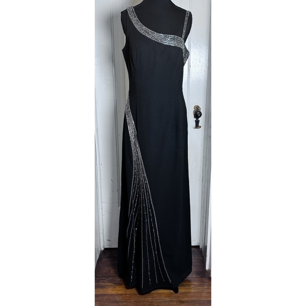 Aspeed Black One Shoulder Formal Gown L Hand Beaded‎ Rhinestone Evening Dress